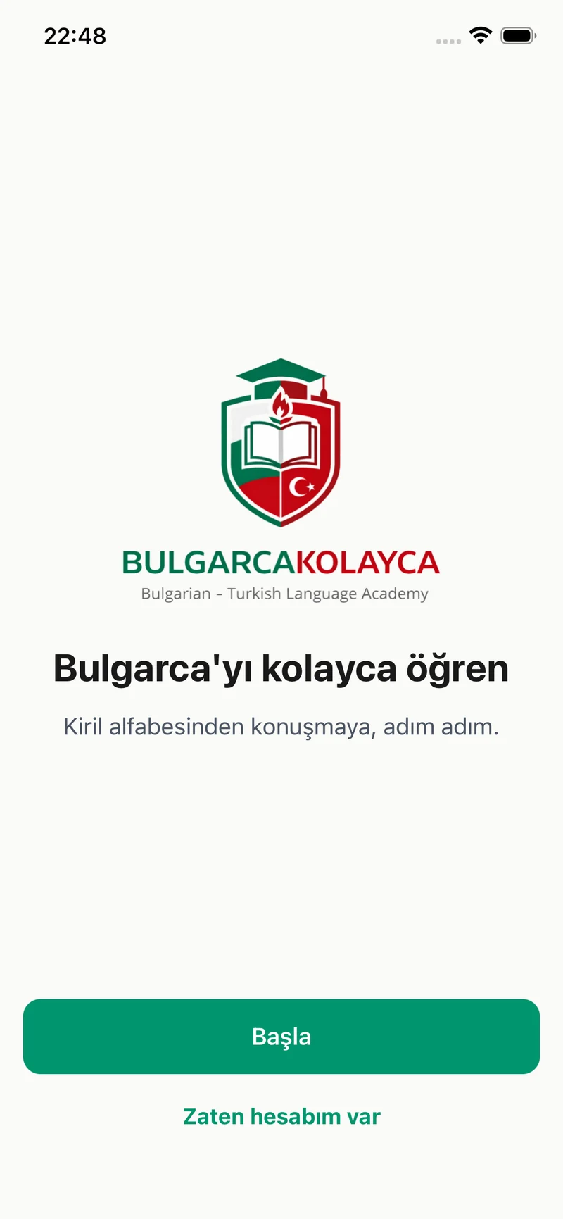 Bulgarca Kolayca welcome screen